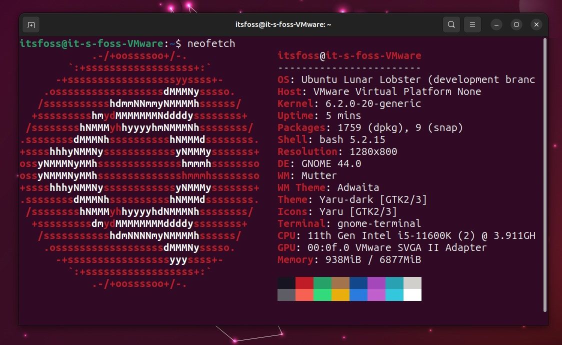 Ubuntu 23.04 Neofetch 屏幕截图